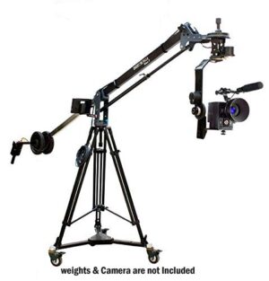 Shootvilla 7′ Max Video Jib Crane Package with 100mm Heavy Duty Tripod and Portable Dolly with Pan Tilt Head Supporting DSLR DV Movie Cameras Camcorder Weighing Upto 5kg Carry Bag